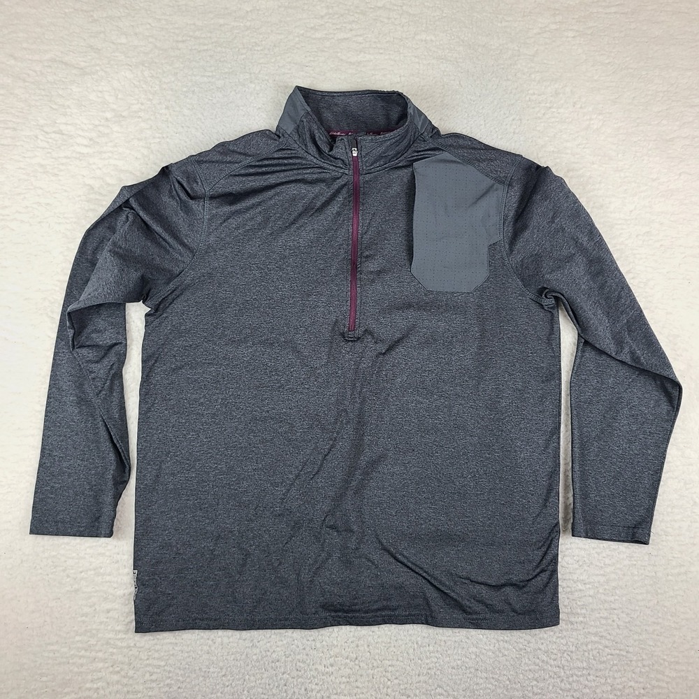 Eddie Bauer Sweater Mens Large Dark Gray Motion Free Dry Performance Sweatshirt